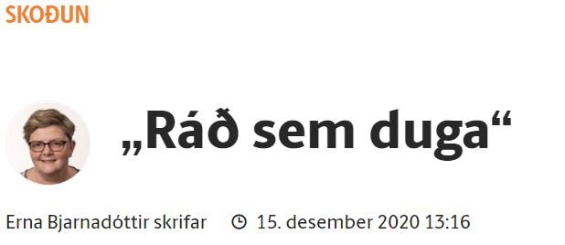 ÍSLENSKUR LANDBÚNAÐUR, ALÞINGI OG ERNA BJARNADÓTTIR